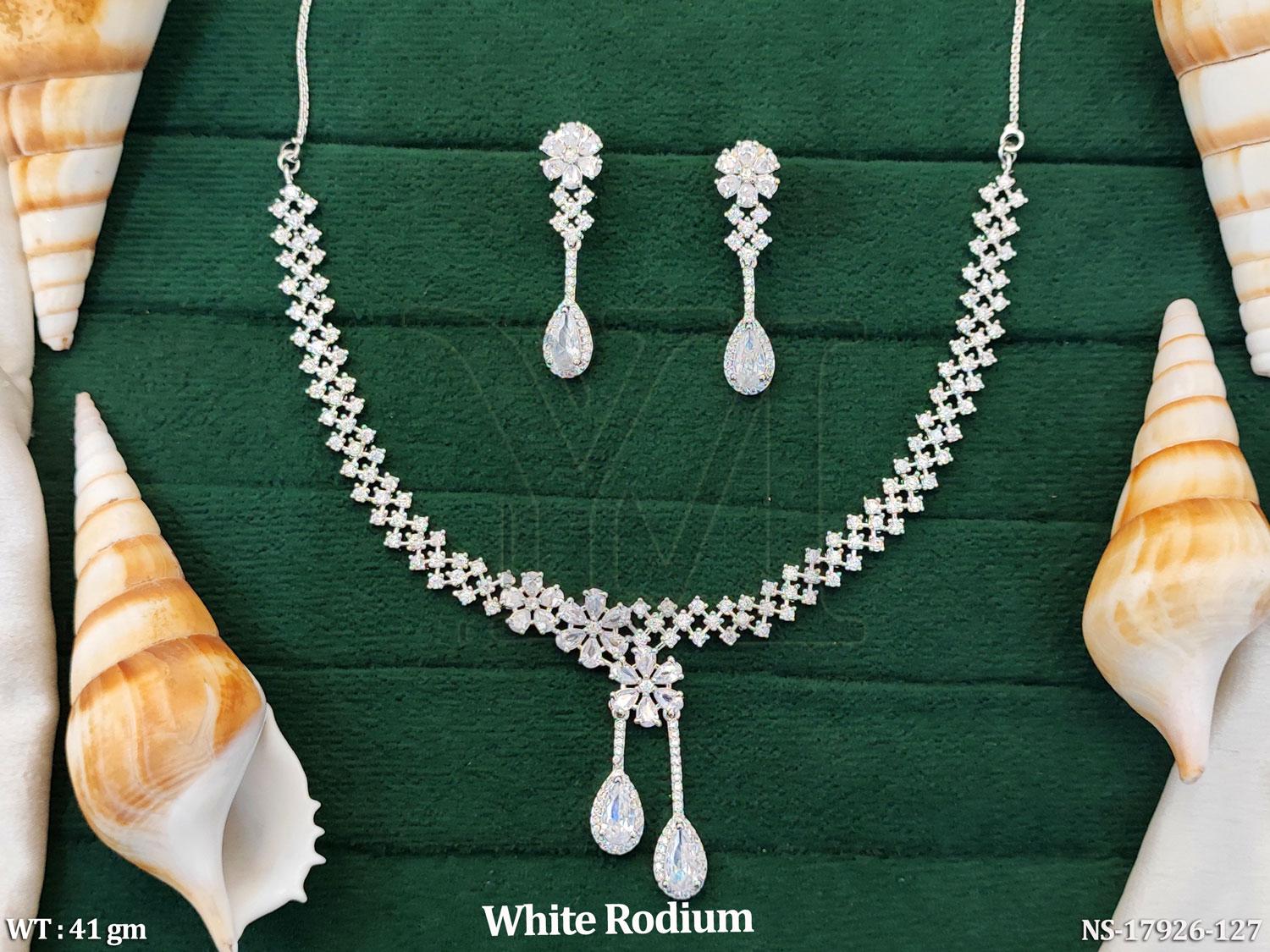 White Rhodium Neckpiece with Earrings