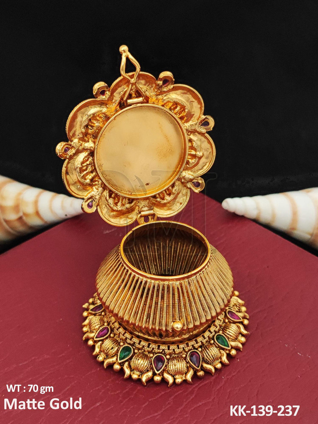 Matte Gold Antique Sindoor Box