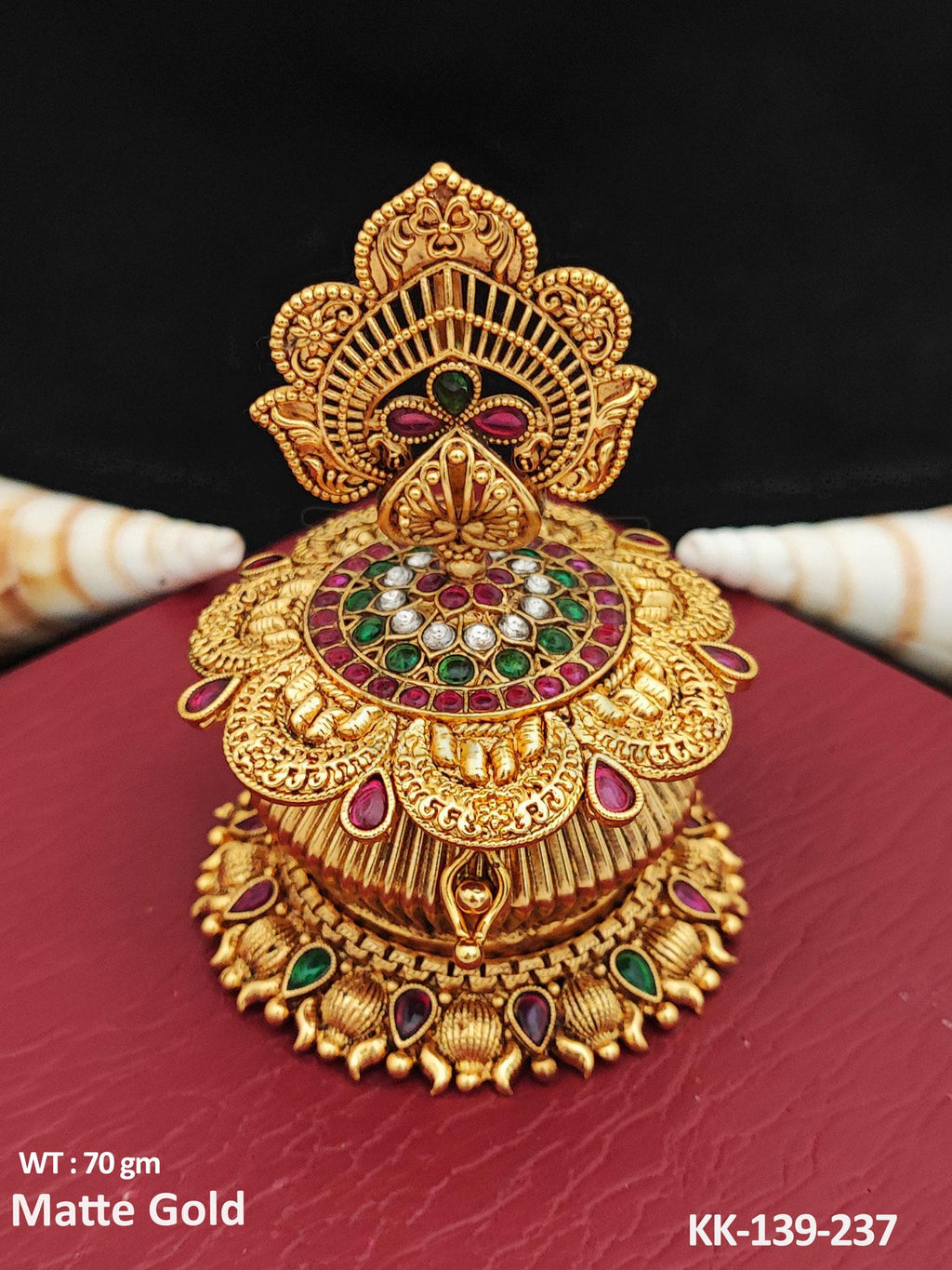 Matte Gold Antique Sindoor Box