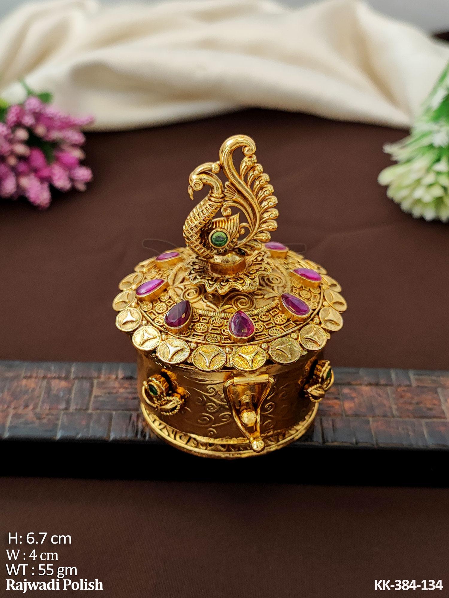 Rajwadi Polish Large Peacock Sindoor Box