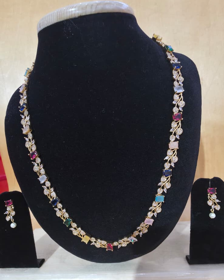 Navaratna long haram with multicolored stones