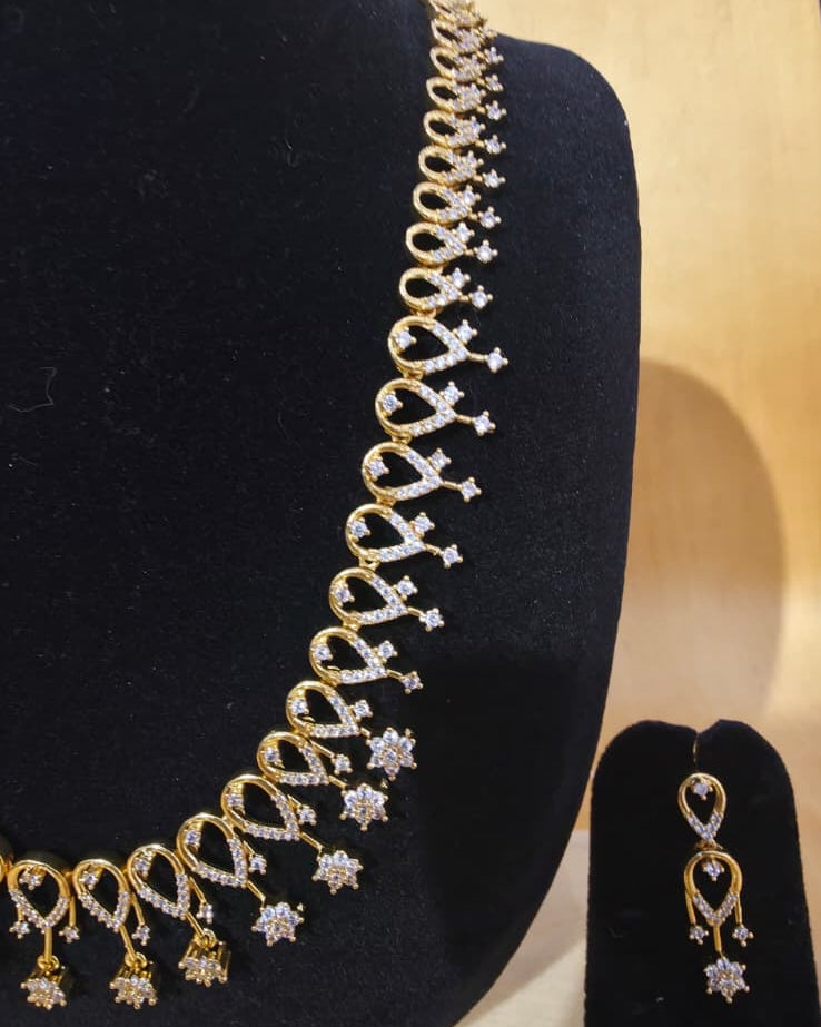 Premium finish party wear necklace with diamond look stones