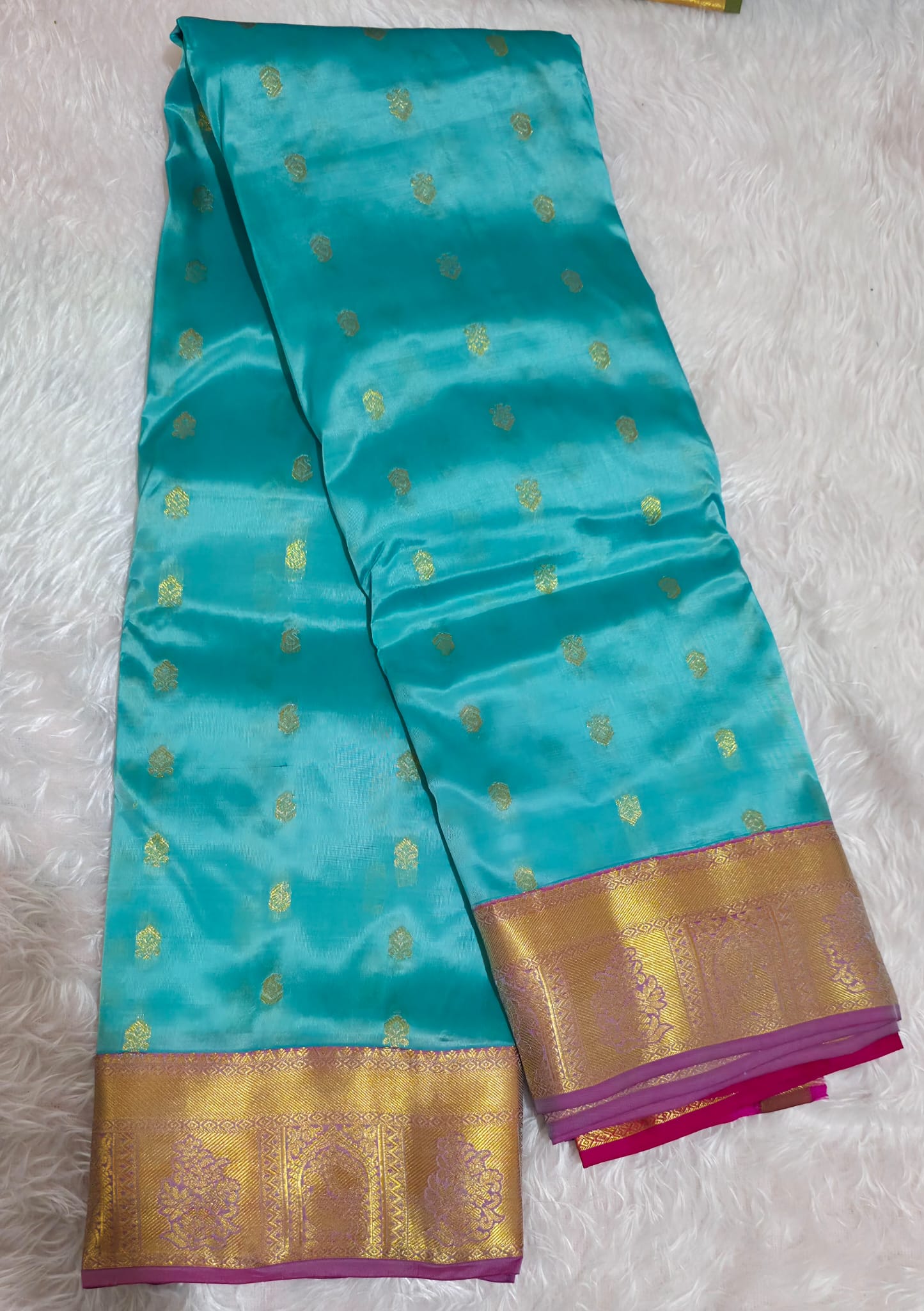 Royal Purple & Sea-Green Soft Silk Saree with Heavy Zari Work