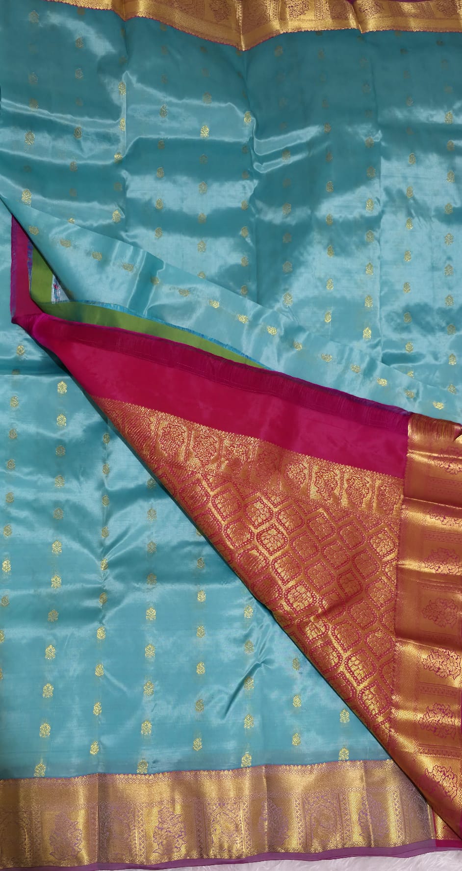 Royal Purple & Sea-Green Soft Silk Saree with Heavy Zari Work