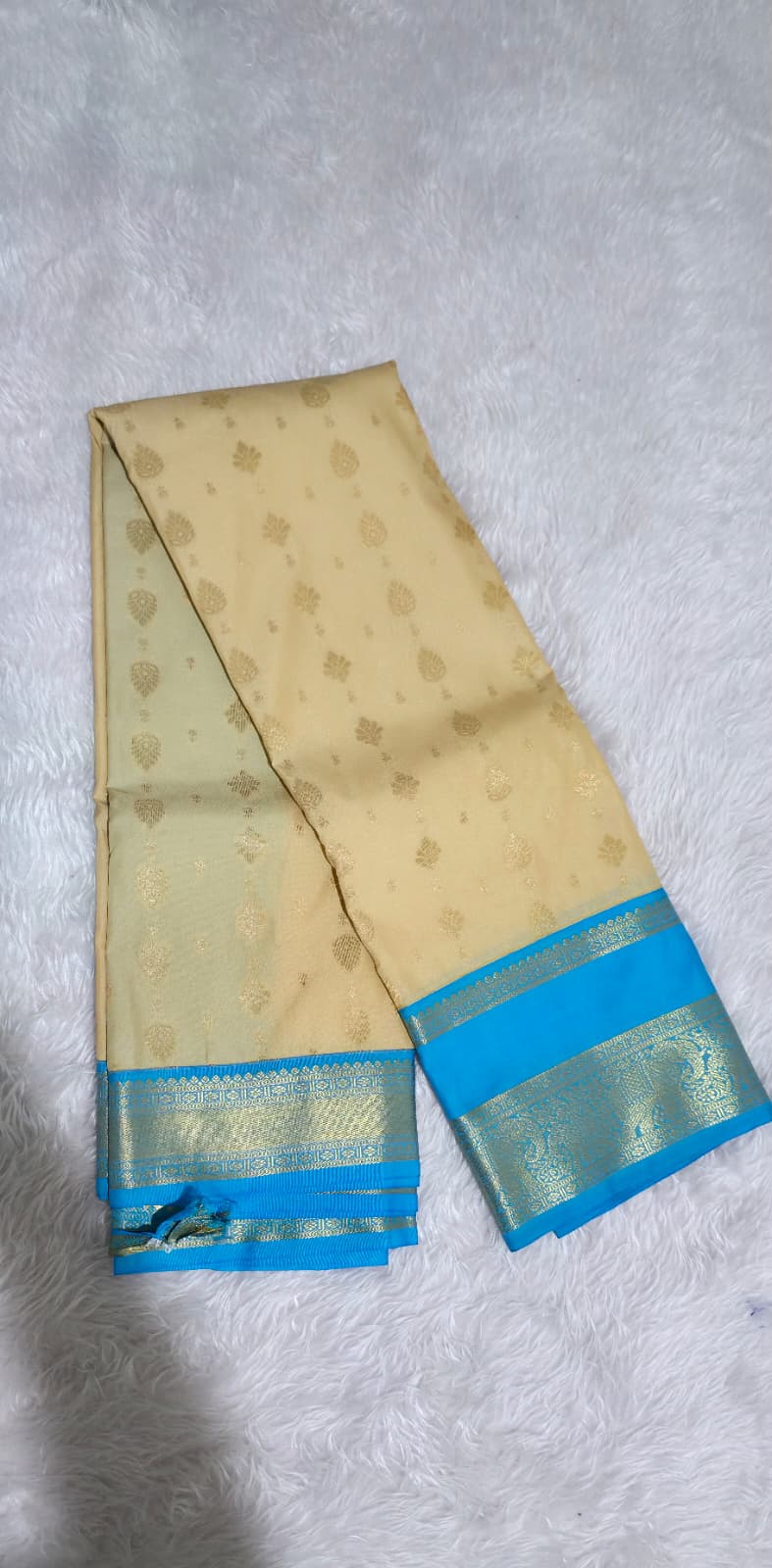 Beige soft-silk saree