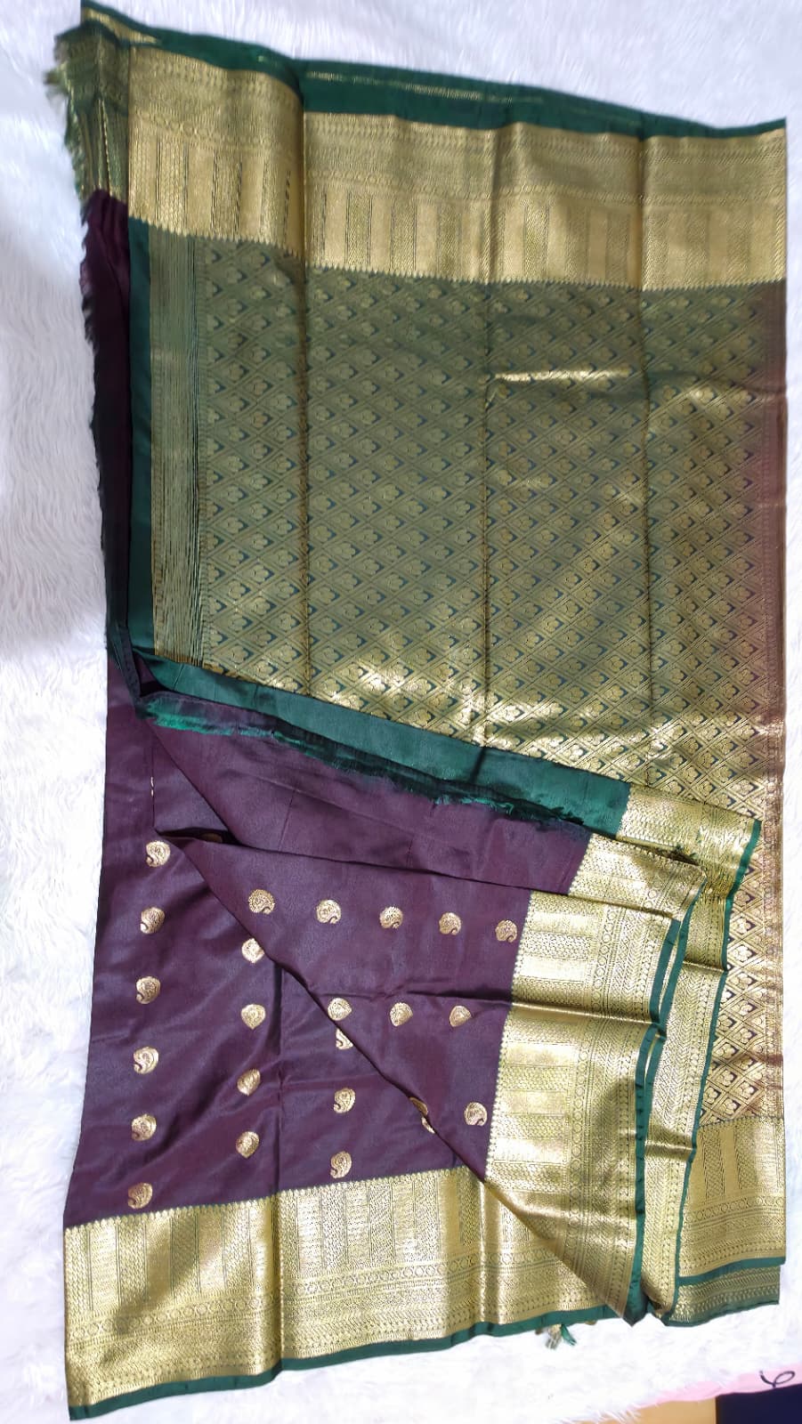 Maroon & Gold Kanjipuram Semi Silk Saree