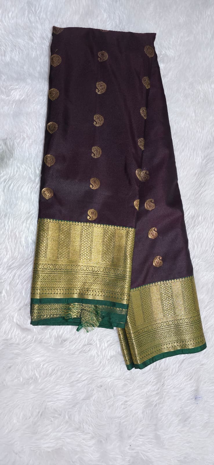 Maroon & Gold Kanjipuram Semi Silk Saree