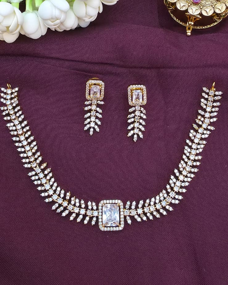 Dazzling Diamond-Like Necklace and Earrings Set
